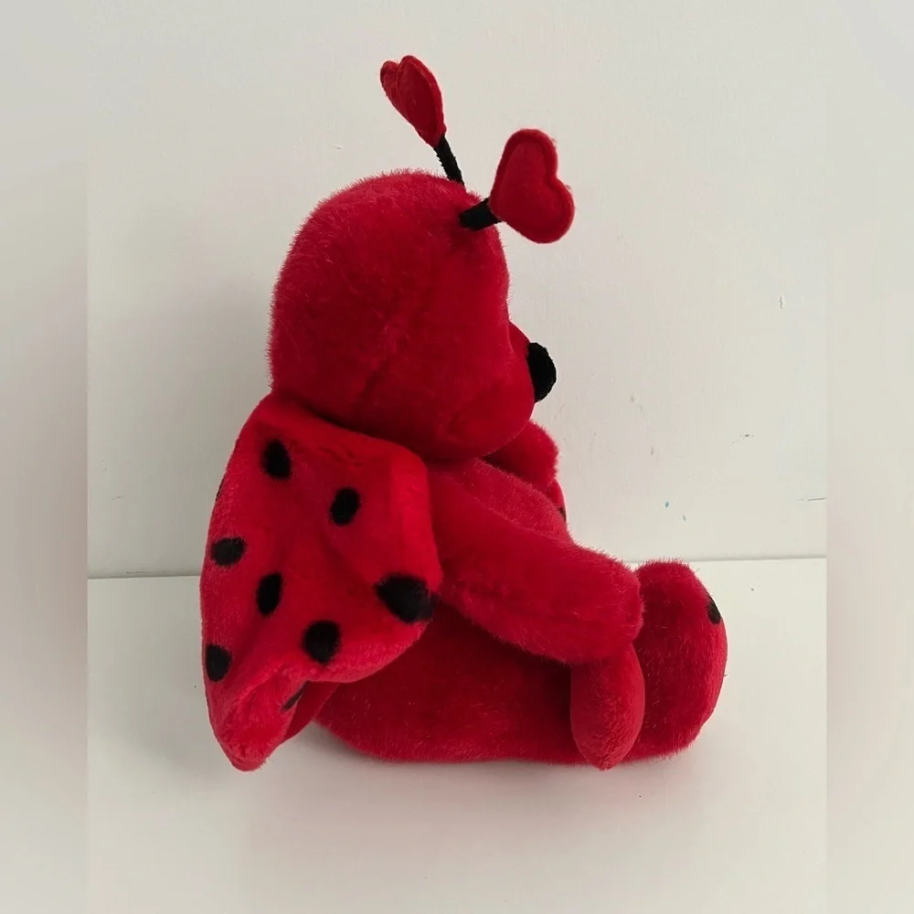 Russ Berrie “Bugsly” Red Ladybug Valentine Plush with Hearts